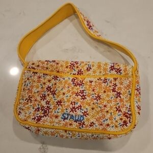 Staud Tommy Yellow Beaded Bag Floral